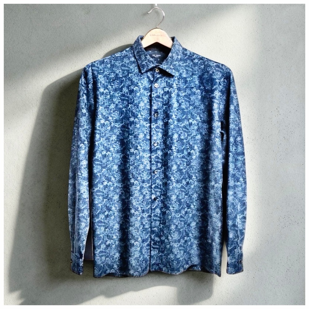 Ted Baker London “Marais” Geo Print Slim Fit Shirt | Blue | Large